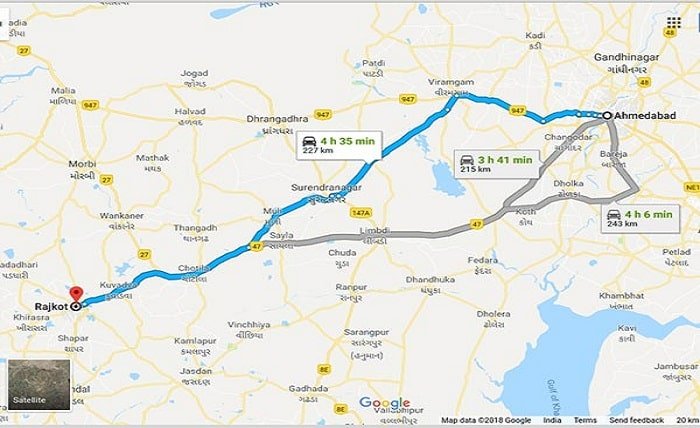 Ahmedabad to Rajkot Distance