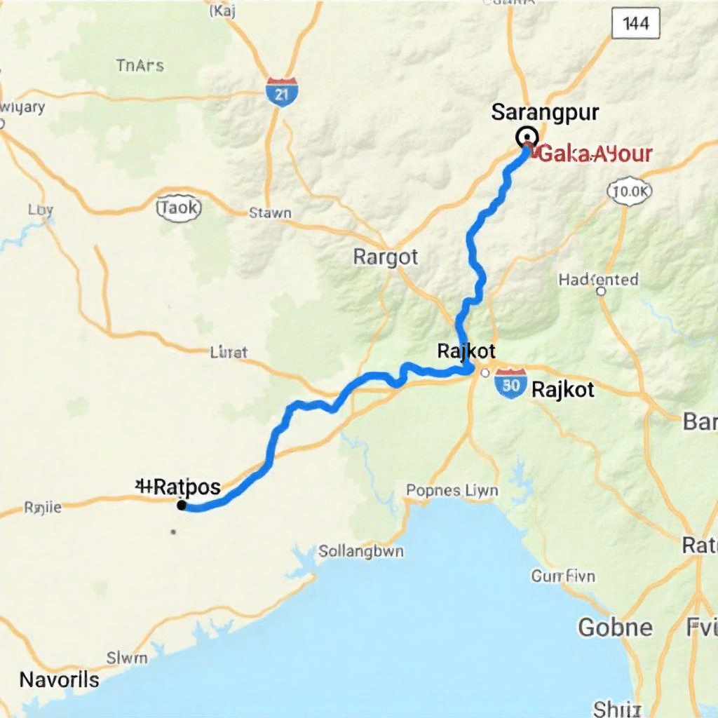 Rajkot to Sarangpur Distance, Routes & Travel Guide in Gujarat